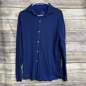 Tailobyrd Men's Medium Navy Blue Long Sleeve Button Down Shirt Golf Active